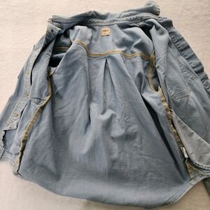 FarWest Denim Shacket Mens Medium Blue Pearl Snaps Utility Workwear Western Coat